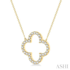 1 Ctw Clover Round Cut Diamond Pendant in 14K Yellow Gold