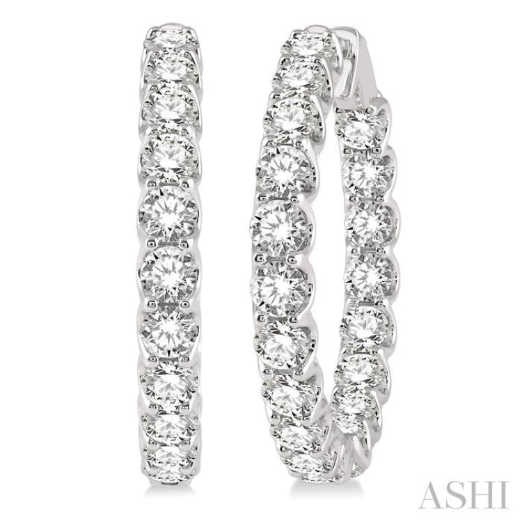 10 Ctw Inside-Out Round Cut Diamond Hoop Earrings in 14K White Gold