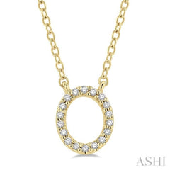 1/20 Ctw Initial 'O' Round Cut Diamond Pendant With Chain in 14K Yellow Gold