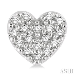 1/10 Ctw Heart Charm Round Cut Diamond Petite Fashion Earring in 14K White Gold