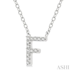 1/20 Ctw Initial 'F' Round Cut Diamond Pendant With Chain in 14K White Gold