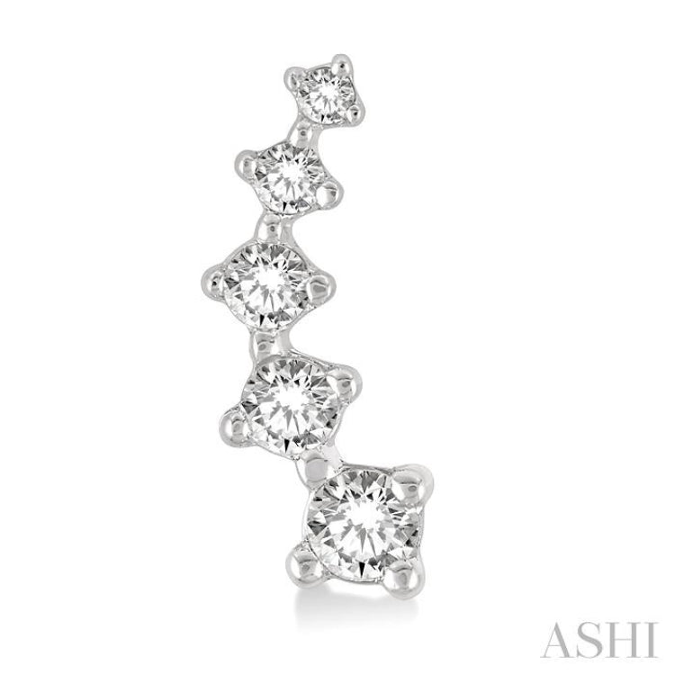 1/10 ctw Round Cut Diamond Petite Fashion Climbers in 14K White Gold