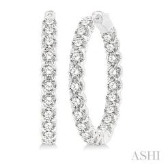 8 Ctw Inside-Out Round Cut Diamond Hoop Earrings in 14K White Gold