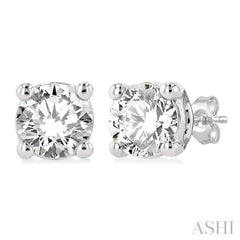 5/8 Ctw Round Cut Diamond Stud Earrings in 14K White Gold