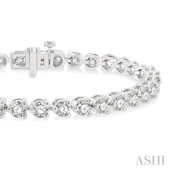 7.00 ctw Tri-Prong Round Cut Diamond Tennis Bracelet in 14K White Gold