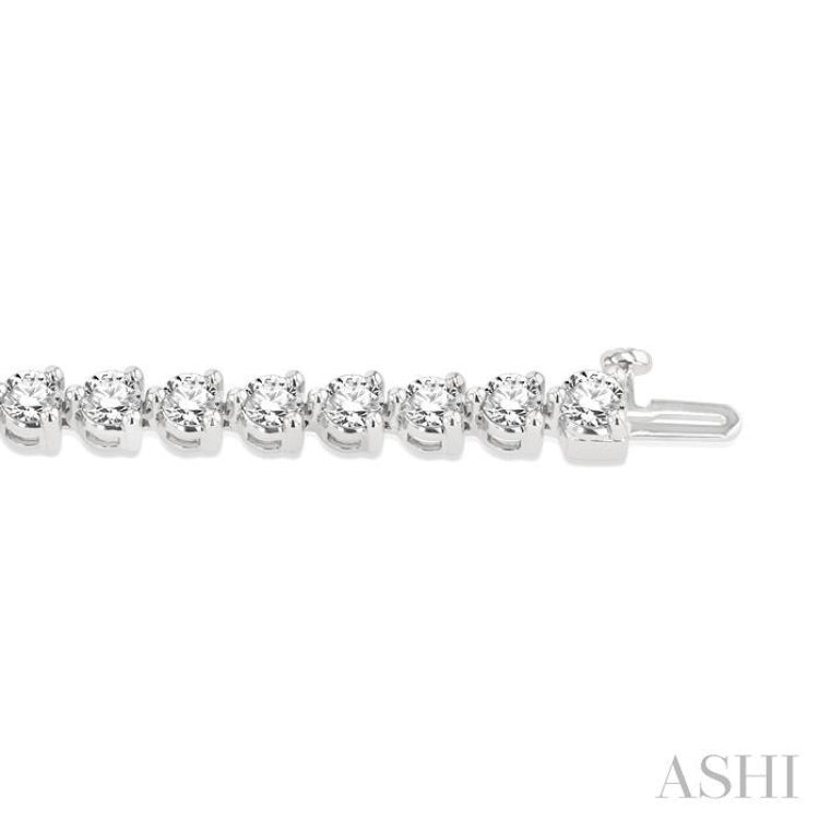 7.00 ctw Tri-Prong Round Cut Diamond Tennis Bracelet in 14K White Gold