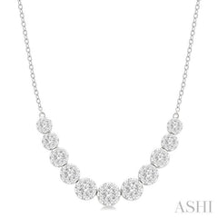 1 1/2 Ctw Round Cut Lovebright Diamond Necklace in 14K White Gold