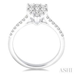 3/4 Ctw Pear Shape Diamond Lovebright Ring in 14K White Gold