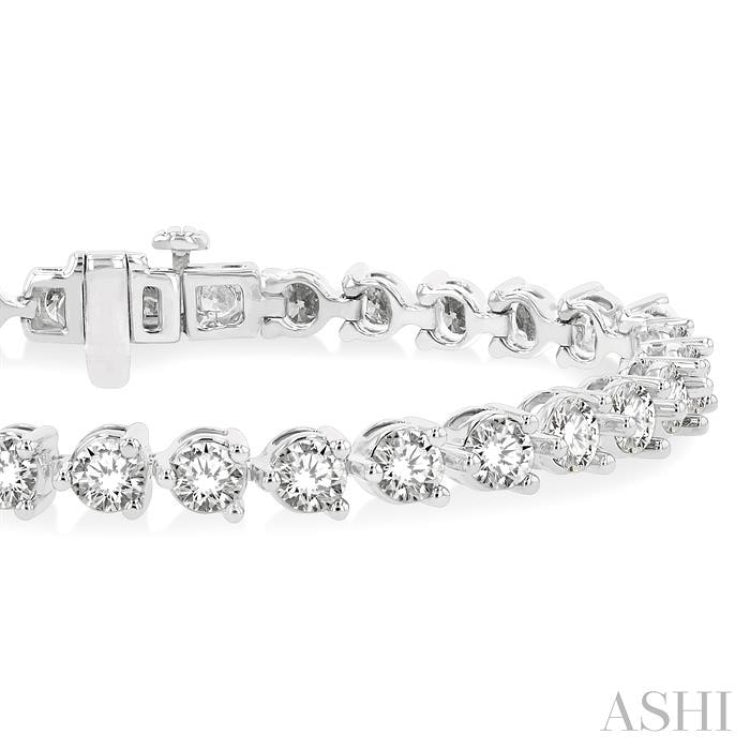 9 Ctw 3 Prong Round Cut Diamond Tennis Bracelet WG 14K-G*