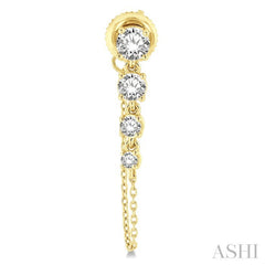 1 Ctw Journey Round Cut Diamond Fashion Long Chain Earrings in 14K Yellow Gold