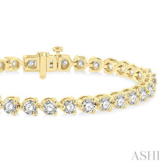 7 Ctw Tri-Prong Round Cut Diamond Tennis Bracelet in 14K Yellow Gold