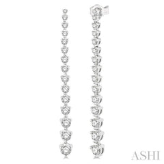2 Ctw Round Cut Diamond Riviera Drop Earrings in 14K White Gold