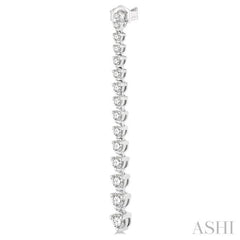 2 Ctw Round Cut Diamond Riviera Drop Earrings in 14K White Gold