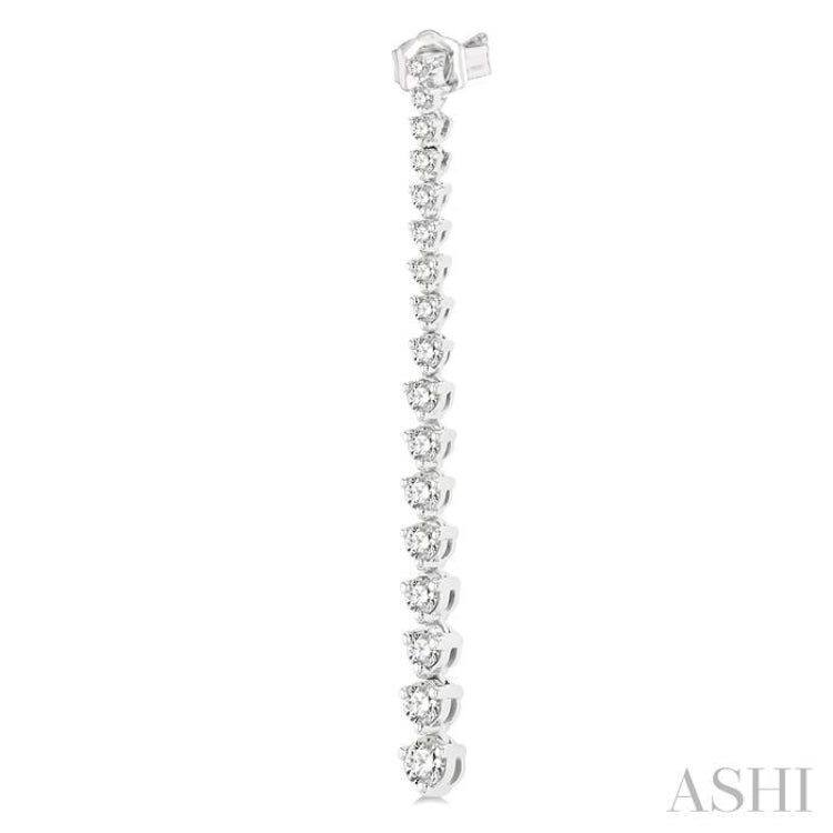 1 Ctw Round Cut Diamond Riviera Drop Earrings in 14K White Gold