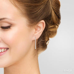 1 Ctw Round Cut Diamond Riviera Drop Earrings in 14K White Gold