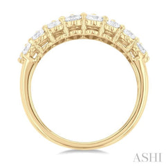 1 1/2 ctw Lattice Triple Row Round Cut Diamond Fashion Band in 14K Yellow Gold