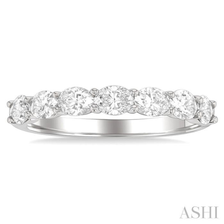 1.00 ctw East-West Oval Cut Diamond Fashion Ring in 14K White Gold