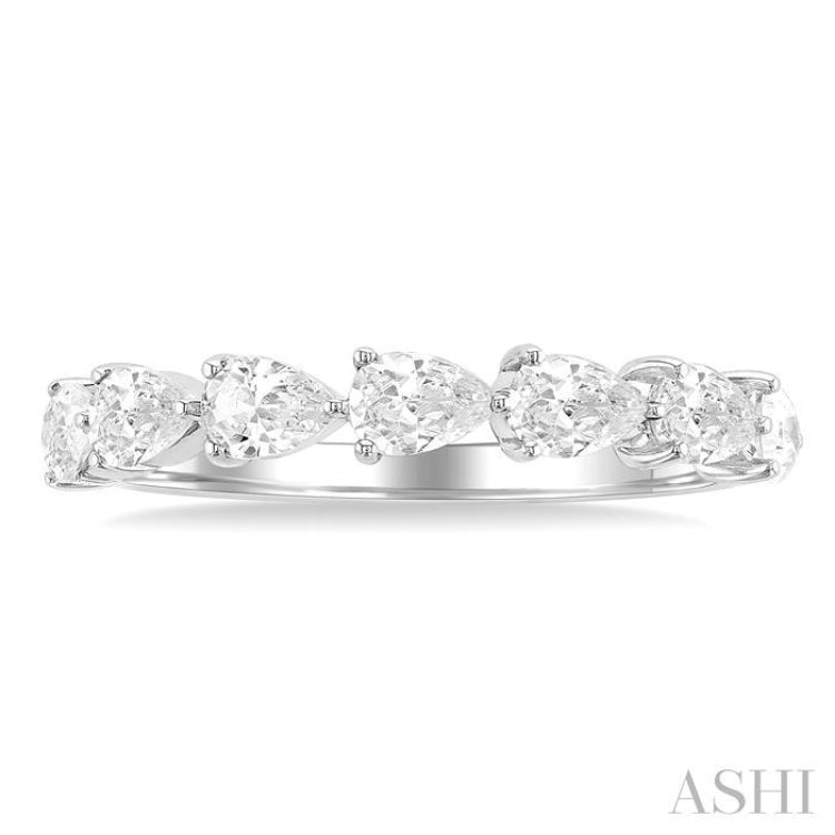 1.00 ctw East-West Pear Shape Diamond Fashion Ring in 14K White Gold