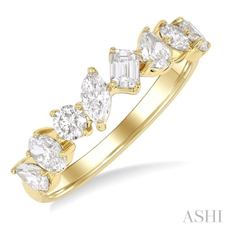 1 1/10 ctw Mixed Shape Diamond Fashion Ring in 14K Yellow Gold