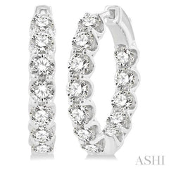 4 Ctw Inside-Out Round Cut Diamond Hoop Earrings in 14K White Gold