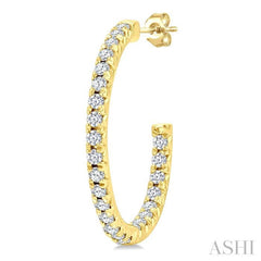 1/3 Ctw French Pave Set Round Cut Diamond Fashion Half Hoop Earrings in 14K Yellow Gold