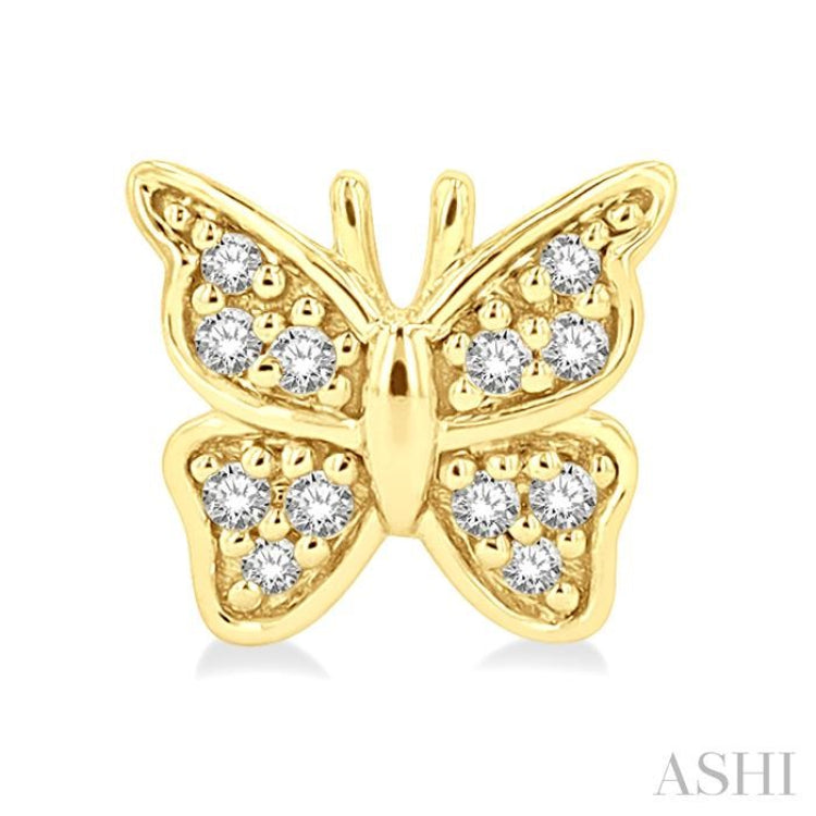 1/10 Ctw Petite Butterfly Round Cut Diamond Fashion Stud Earrings in 10K Yellow Gold