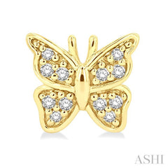 1/10 Ctw Petite Butterfly Round Cut Diamond Fashion Stud Earrings in 10K Yellow Gold
