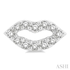 1/10 ctw Petite Lips Round Cut Diamond Fashion Stud Earring in 10K White Gold