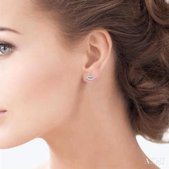 1/10 Ctw Petite Lips Round Cut Diamond Fashion Stud Earrings in 10K White Gold