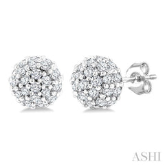 1/5 Ctw Petite Disco Ball Round Cut Diamond Fashion Stud Earrings in 10K White Gold