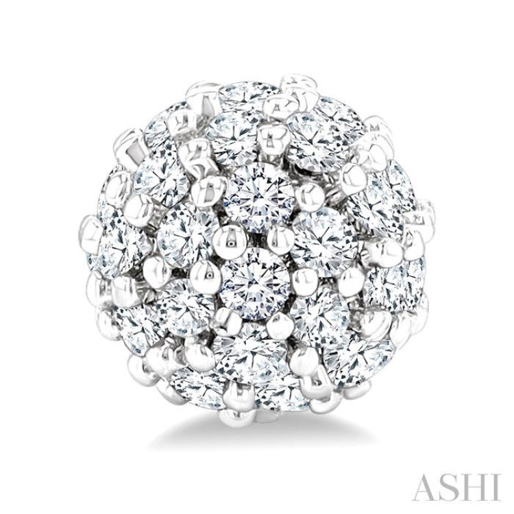 1/5 Ctw Petite Disco Ball Round Cut Diamond Fashion Stud Earrings in 10K White Gold