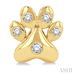 1/10 ctw Petite Dog Paw Round Cut Diamond Fashion Stud Earring in 10K Yellow Gold