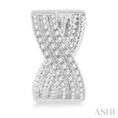 1/3 ctw Petite Wide Crisscross Rope and Round Cut Diamond Fashion Huggies in 14K White Gold