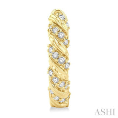 1/5 ctw Petite Swirl Round Cut Diamond Fashion Huggies in 10K Yellow Gold