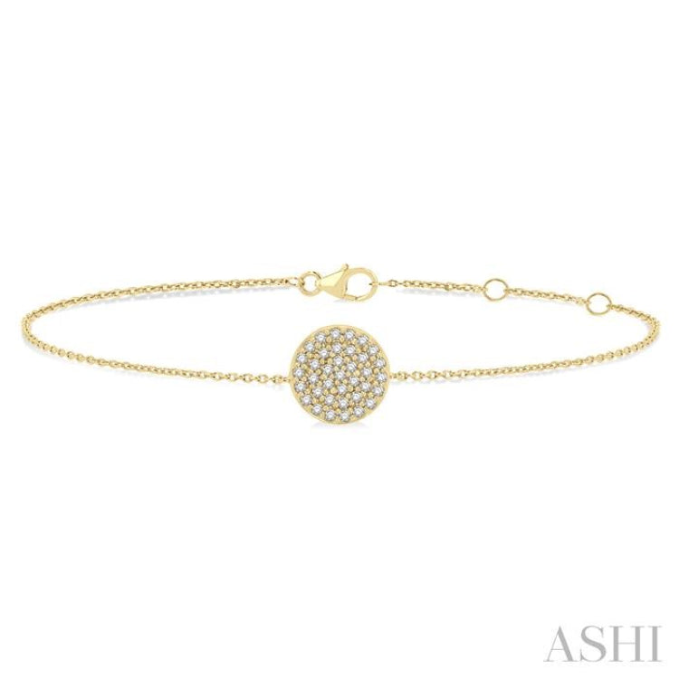 1/6 ctw Petite Circular Disc Round Cut Diamond Fashion Bracelet in 10K Yellow Gold