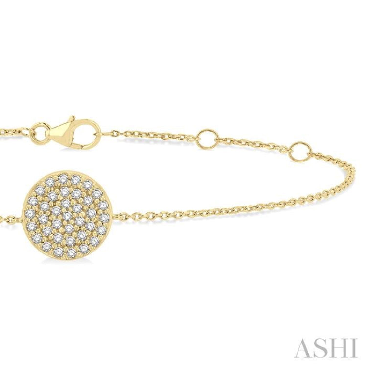 1/6 ctw Petite Circular Disc Round Cut Diamond Fashion Bracelet in 10K Yellow Gold