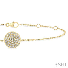 1/6 ctw Petite Circular Disc Round Cut Diamond Fashion Bracelet in 10K Yellow Gold