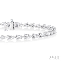 4 ctw East West Pear Cut Diamond Fashion Tennis Bracelet in 14K White Gold