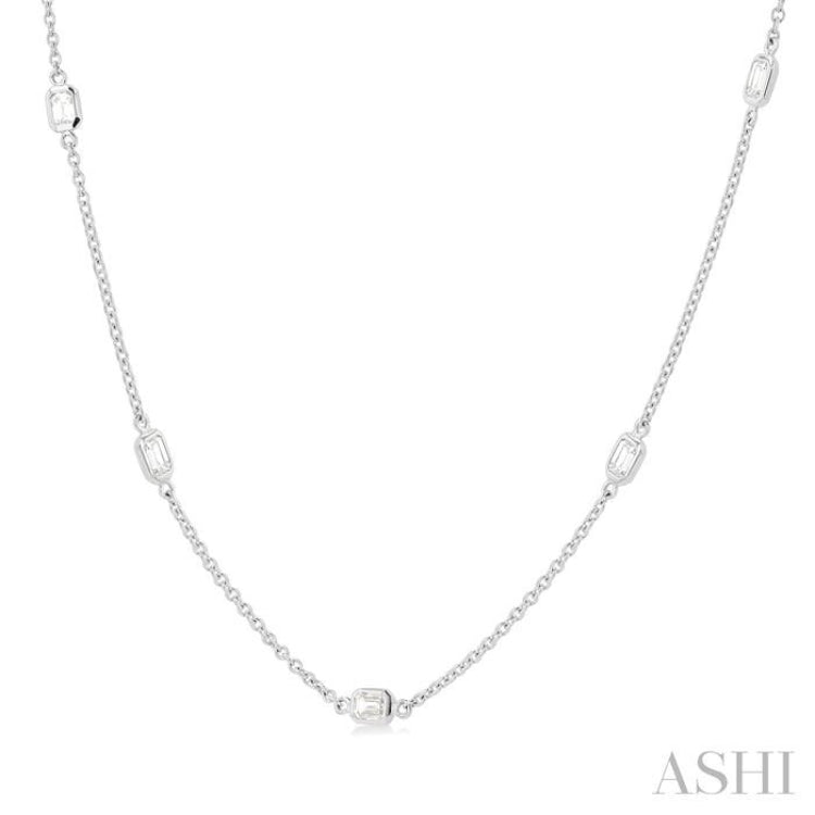 1.00 ctw Emerald Cut Diamond Fashion Necklace in 14K White Gold