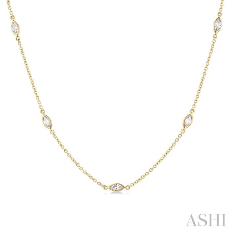 1.00 ctw Marquise Cut Diamond Fashion Necklace in 14K Yellow Gold