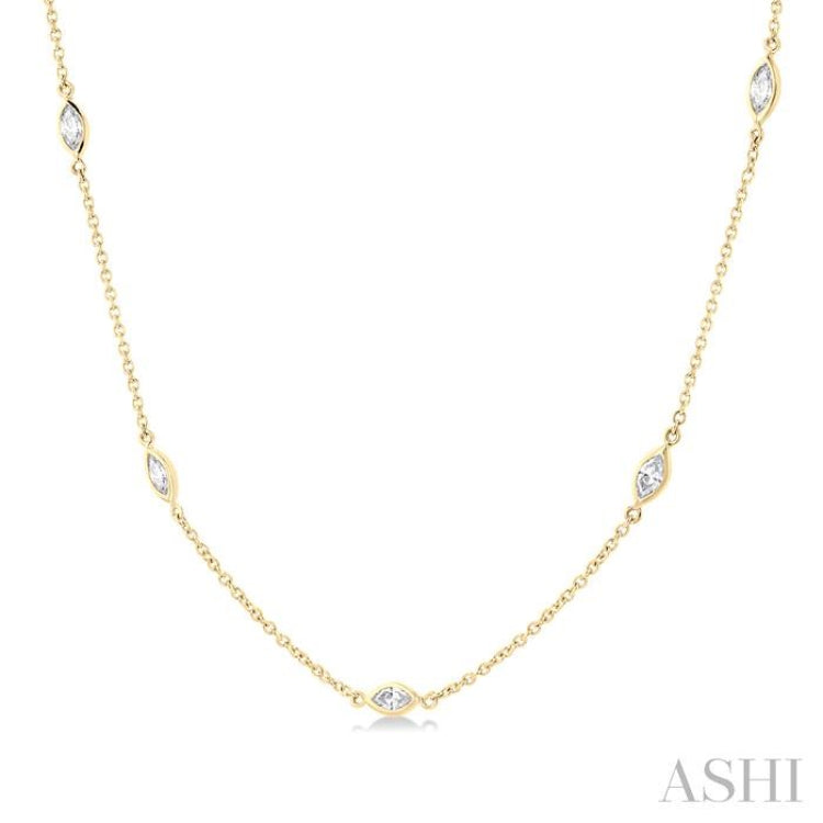 1.00 ctw Marquise Cut Diamond Fashion Necklace in 14K Yellow Gold