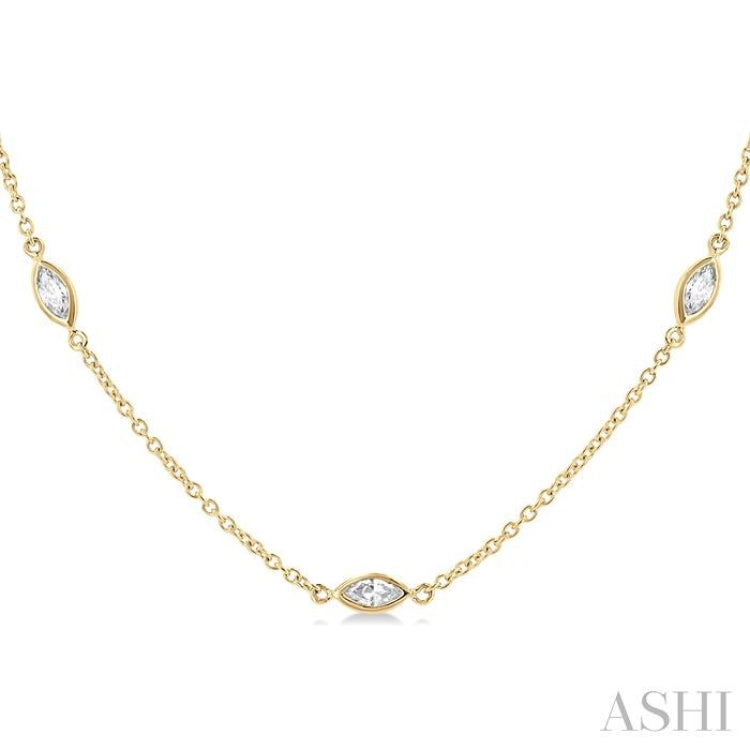 1.00 ctw Marquise Cut Diamond Fashion Necklace in 14K Yellow Gold