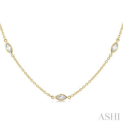 1.00 ctw Marquise Cut Diamond Fashion Necklace in 14K Yellow Gold