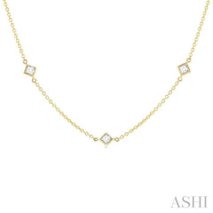 1.00 ctw Princess Cut Diamond Fashion Necklace in 14K Yellow Gold