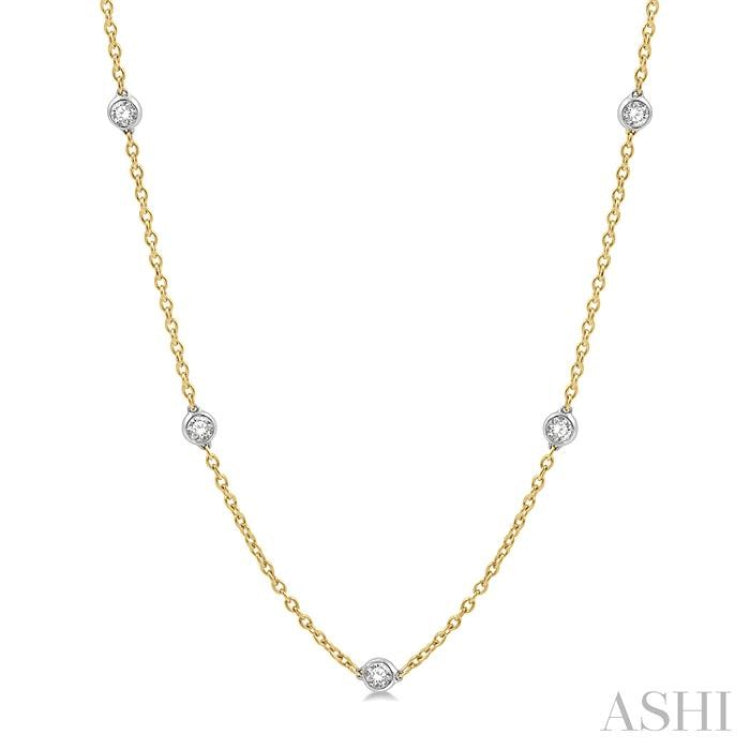 1.00 ctw Round Cut Diamond Fashion Necklace in 14K Yellow and White Gold