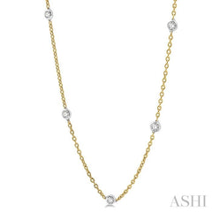 1.00 ctw Round Cut Diamond Fashion Necklace in 14K Yellow and White Gold