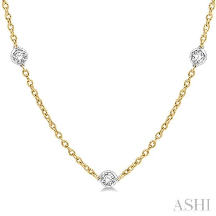 1.00 ctw Round Cut Diamond Fashion Necklace in 14K Yellow and White Gold