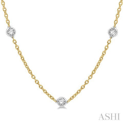 1.00 ctw Round Cut Diamond Fashion Necklace in 14K Yellow and White Gold