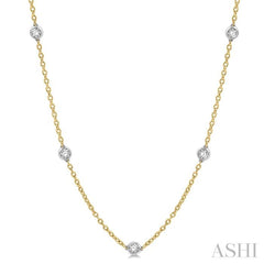 1 1/2 ctw Round Cut Diamond Fashion Necklace in 14K Yellow and White Gold