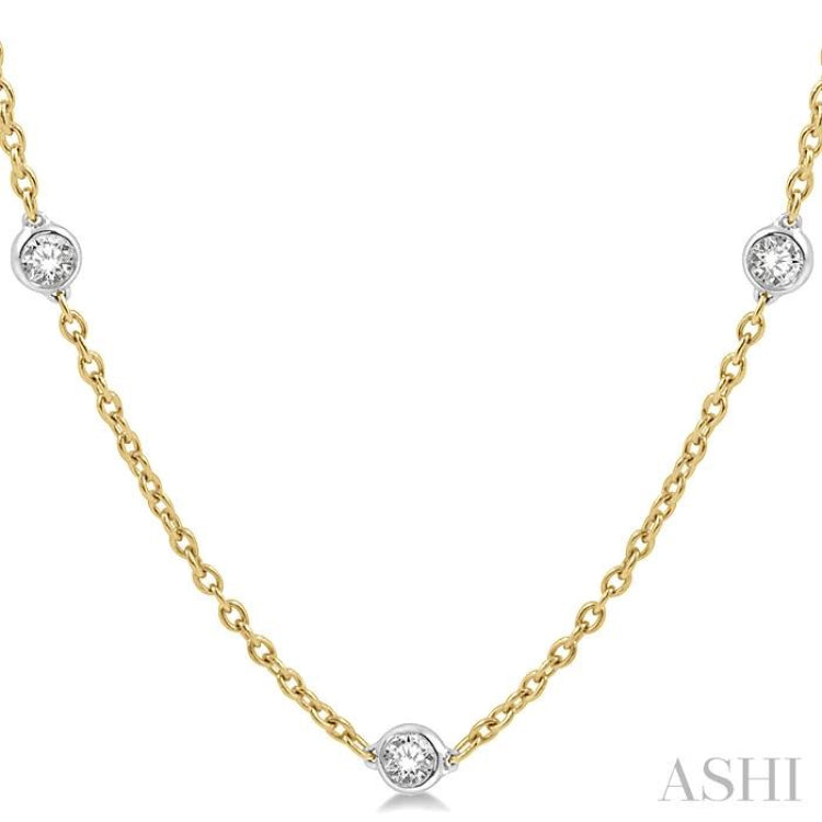 1 1/2 ctw Round Cut Diamond Fashion Necklace in 14K Yellow and White Gold